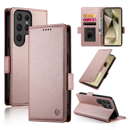 Side Buckle Magnetic Frosted Leather Phone Case, For Samsung Galaxy S25 Ultra 5G, For Samsung Galaxy S24 Ultra 5G, For Samsung Galaxy S24+ 5G