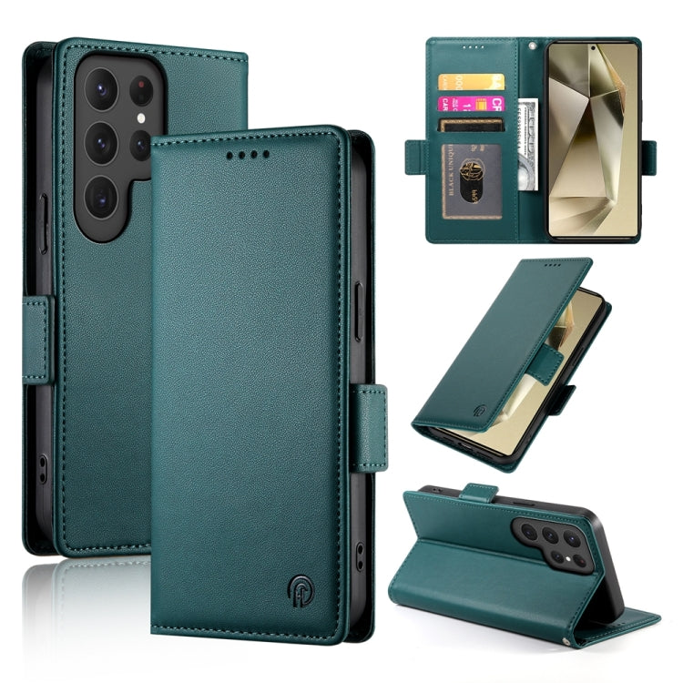 Side Buckle Magnetic Frosted Leather Phone Case, For Samsung Galaxy S25 Ultra 5G, For Samsung Galaxy S24 Ultra 5G, For Samsung Galaxy S24+ 5G