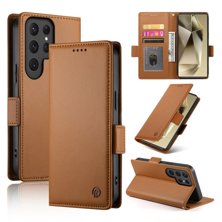 Side Buckle Magnetic Frosted Leather Phone Case, For Samsung Galaxy S25 Ultra 5G, For Samsung Galaxy S24 Ultra 5G, For Samsung Galaxy S24+ 5G
