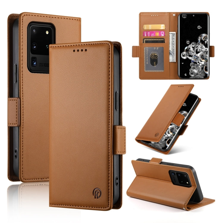 Side Buckle Magnetic Frosted Leather Phone Case, For Samsung Galaxy S20 FE 5G, For Samsung Galaxy S20 Ultra 5G, For Samsung Galaxy S20+ 5G
