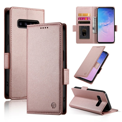 Side Buckle Magnetic Frosted Leather Phone Case, For Samsung Galaxy S10