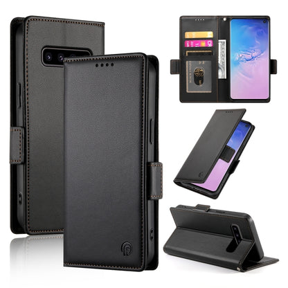 Side Buckle Magnetic Frosted Leather Phone Case, For Samsung Galaxy S10