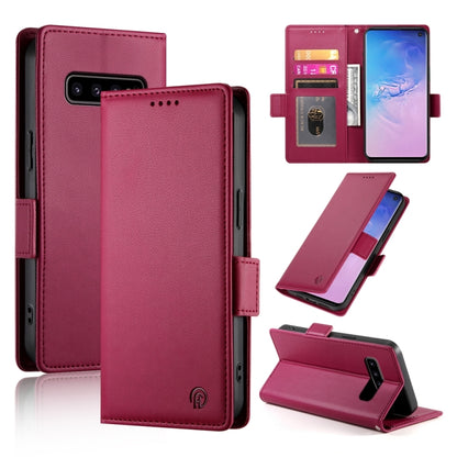 Side Buckle Magnetic Frosted Leather Phone Case, For Samsung Galaxy S10