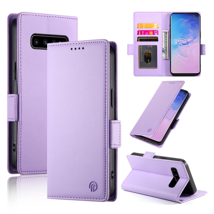 Side Buckle Magnetic Frosted Leather Phone Case, For Samsung Galaxy S10