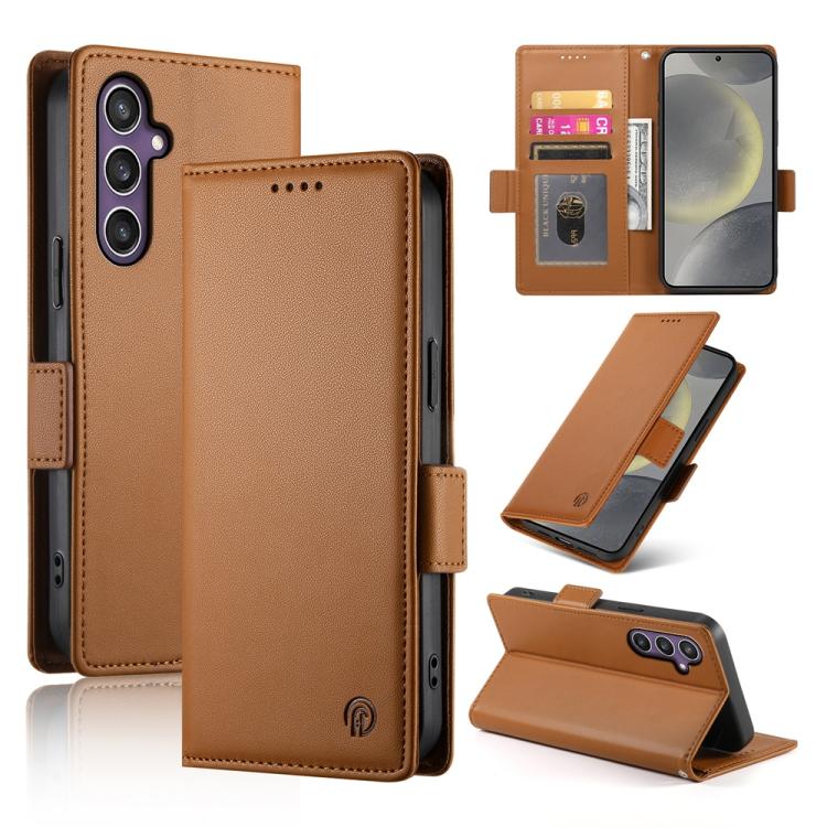 Side Buckle Magnetic Frosted Leather Phone Case, For Samsung Galaxy S25 Edge 5G, For Samsung Galaxy S25 5G, For Samsung Galaxy S25+ 5G
