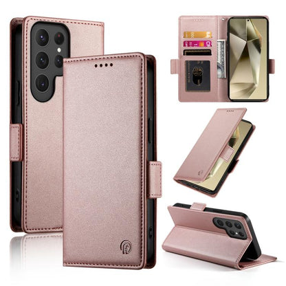 Side Buckle Magnetic Frosted Leather Phone Case, For Samsung Galaxy S25 Ultra 5G, For Samsung Galaxy S24 Ultra 5G, For Samsung Galaxy S24+ 5G