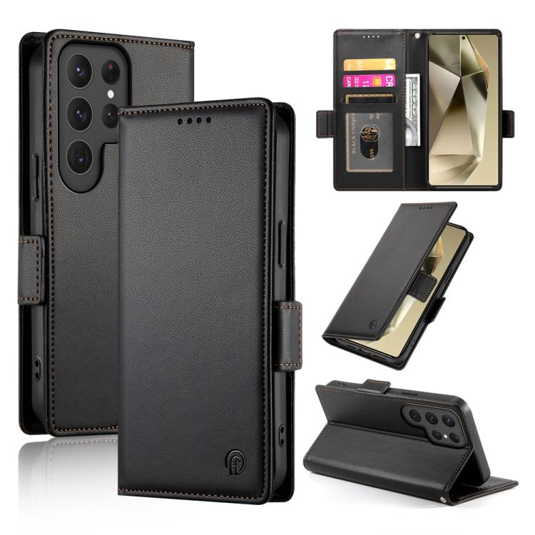 Side Buckle Magnetic Frosted Leather Phone Case, For Samsung Galaxy S25 Ultra 5G, For Samsung Galaxy S24 Ultra 5G, For Samsung Galaxy S24+ 5G