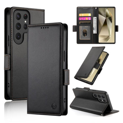 Side Buckle Magnetic Frosted Leather Phone Case, For Samsung Galaxy S25 Ultra 5G, For Samsung Galaxy S24 Ultra 5G, For Samsung Galaxy S24+ 5G