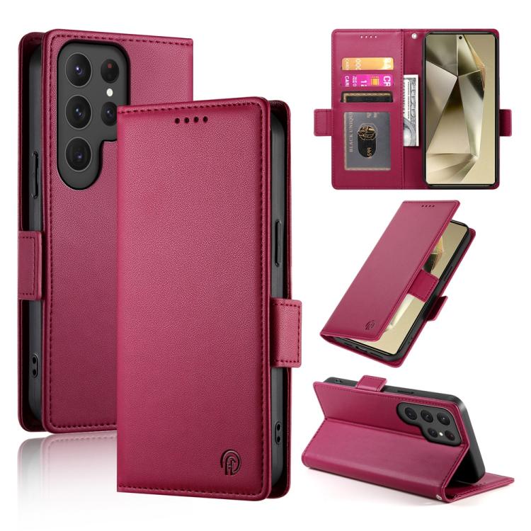 Side Buckle Magnetic Frosted Leather Phone Case, For Samsung Galaxy S25 Ultra 5G, For Samsung Galaxy S24 Ultra 5G, For Samsung Galaxy S24+ 5G