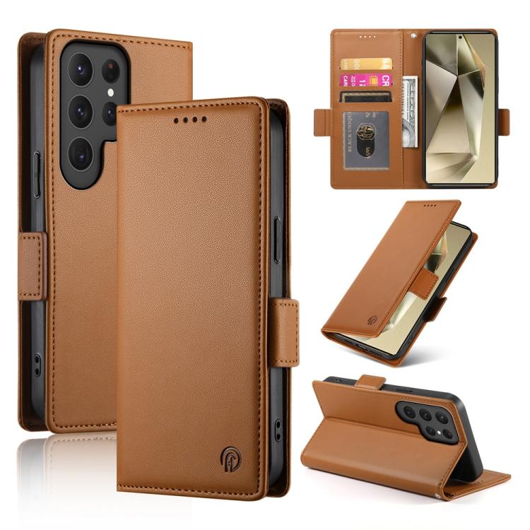 Side Buckle Magnetic Frosted Leather Phone Case, For Samsung Galaxy S25 Ultra 5G, For Samsung Galaxy S24 Ultra 5G, For Samsung Galaxy S24+ 5G