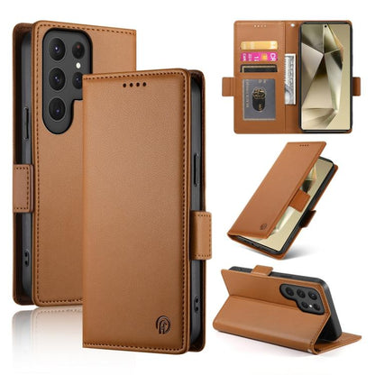 Side Buckle Magnetic Frosted Leather Phone Case, For Samsung Galaxy S25 Ultra 5G, For Samsung Galaxy S24 Ultra 5G, For Samsung Galaxy S24+ 5G