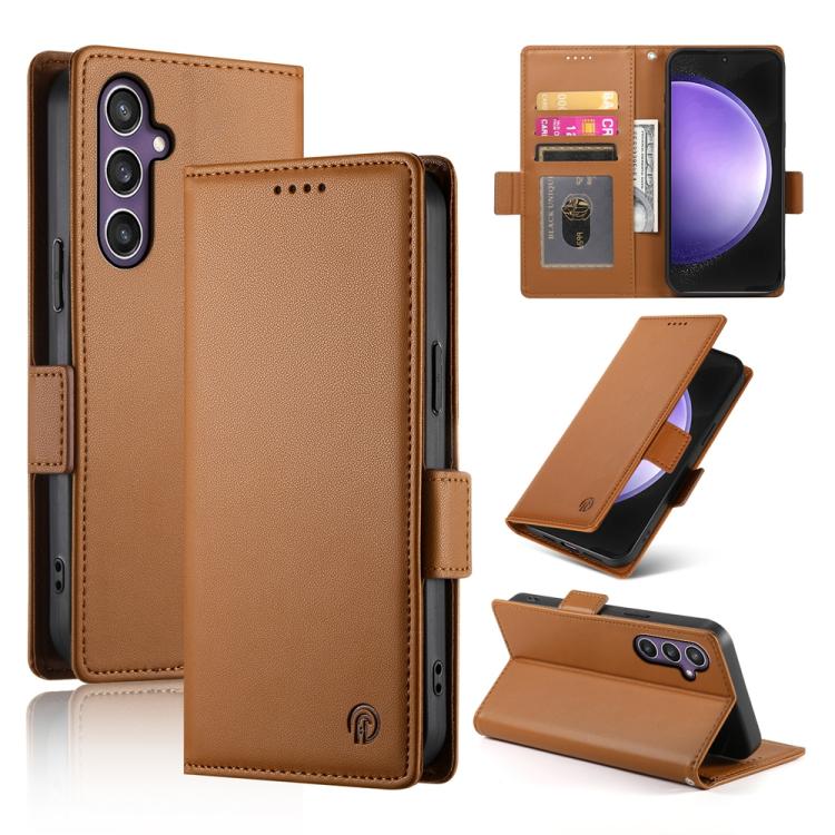 Side Buckle Magnetic Frosted Leather Phone Case, For Samsung Galaxy S26 5G, For Samsung Galaxy S25 FE 5G, For Samsung Galaxy S25 Edge 5G