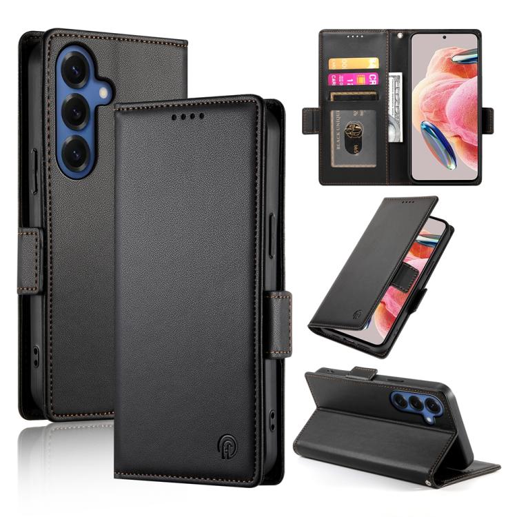 Side Buckle Magnetic Frosted Leather Phone Case, For Samsung Galaxy S26 Ultra 5G, For Samsung Galaxy S26 5G, For Samsung Galaxy S25 FE 5G