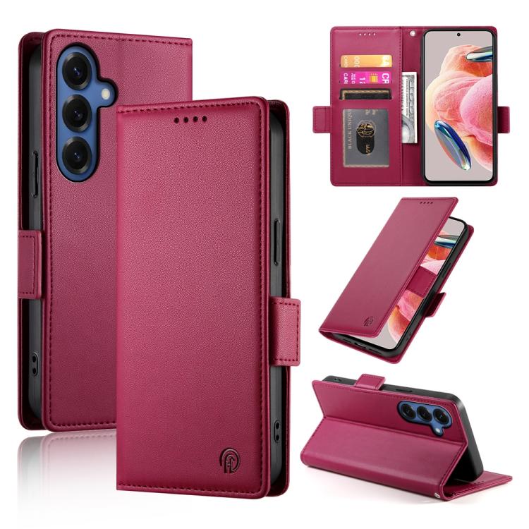 Side Buckle Magnetic Frosted Leather Phone Case, For Samsung Galaxy S26 Ultra 5G, For Samsung Galaxy S26 5G, For Samsung Galaxy S25 FE 5G