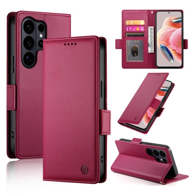 Side Buckle Magnetic Frosted Leather Phone Case, For Samsung Galaxy S26 Ultra 5G, For Samsung Galaxy S26 5G, For Samsung Galaxy S25 FE 5G