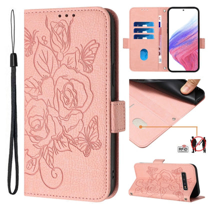 Embossed Rose RFID Anti-theft Leather Phone Case, For Samsung Galaxy S10+, For Samsung Galaxy S10