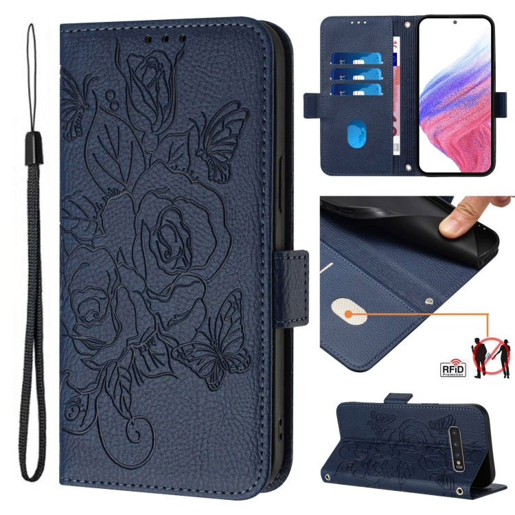 Embossed Rose RFID Anti-theft Leather Phone Case, For Samsung Galaxy S10+, For Samsung Galaxy S10
