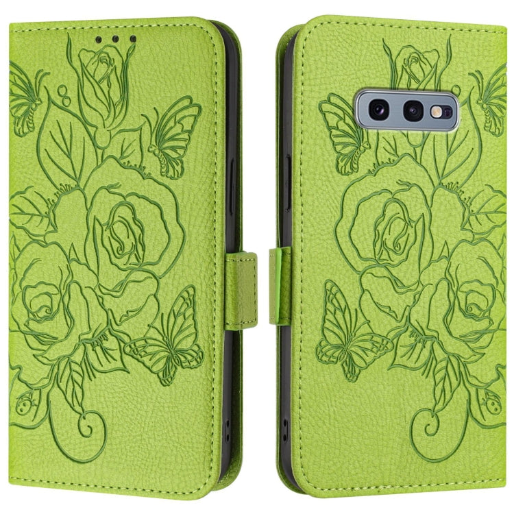 Embossed Rose RFID Anti-theft Leather Phone Case, For Samsung Galaxy S10e, For Samsung Galaxy S10+, For Samsung Galaxy S10