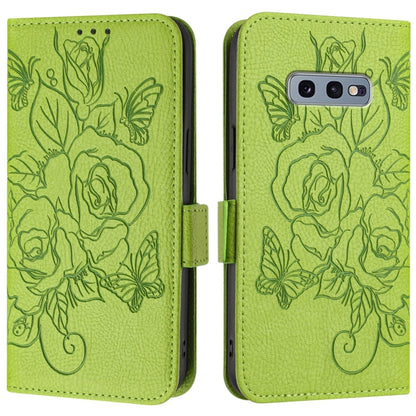 Embossed Rose RFID Anti-theft Leather Phone Case, For Samsung Galaxy S10e, For Samsung Galaxy S10+, For Samsung Galaxy S10