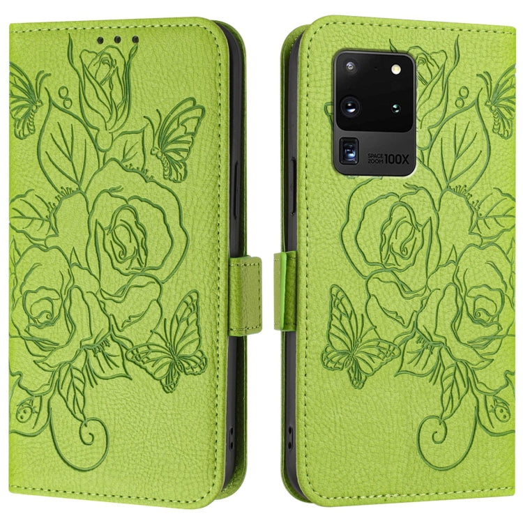 Embossed Rose RFID Anti-theft Leather Phone Case, For Samsung Galaxy S20 Ultra, For Samsung Galaxy S20, For Samsung Galaxy S20+, For Samsung Galaxy S10e