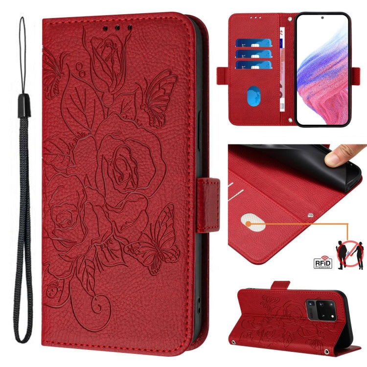 Embossed Rose RFID Anti-theft Leather Phone Case, For Samsung Galaxy S20 Ultra, For Samsung Galaxy S20, For Samsung Galaxy S20+, For Samsung Galaxy S10e