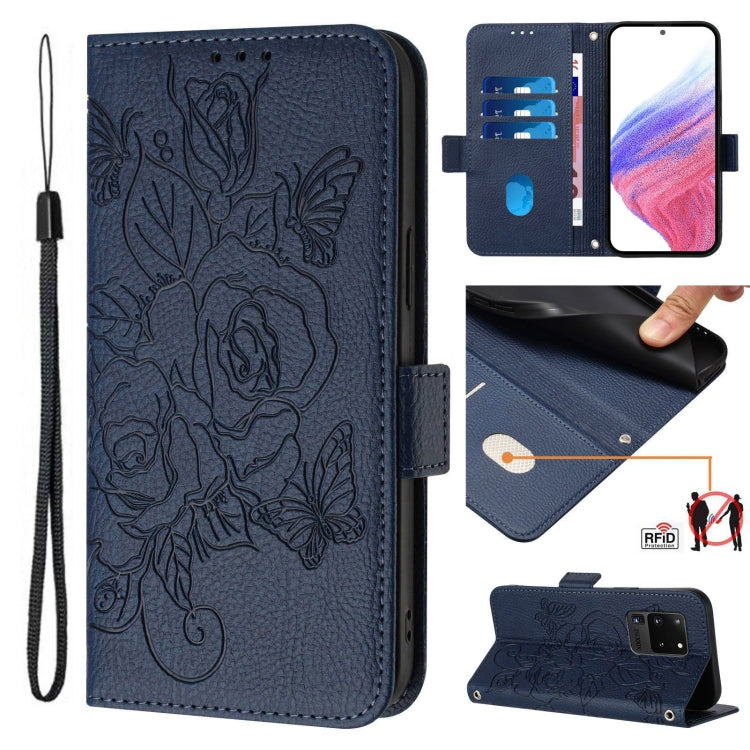 Embossed Rose RFID Anti-theft Leather Phone Case, For Samsung Galaxy S20 Ultra, For Samsung Galaxy S20, For Samsung Galaxy S20+, For Samsung Galaxy S10e