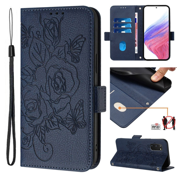 Embossed Rose RFID Anti-theft Leather Phone Case, For Samsung Galaxy S20 Ultra, For Samsung Galaxy S20, For Samsung Galaxy S20+, For Samsung Galaxy S10e