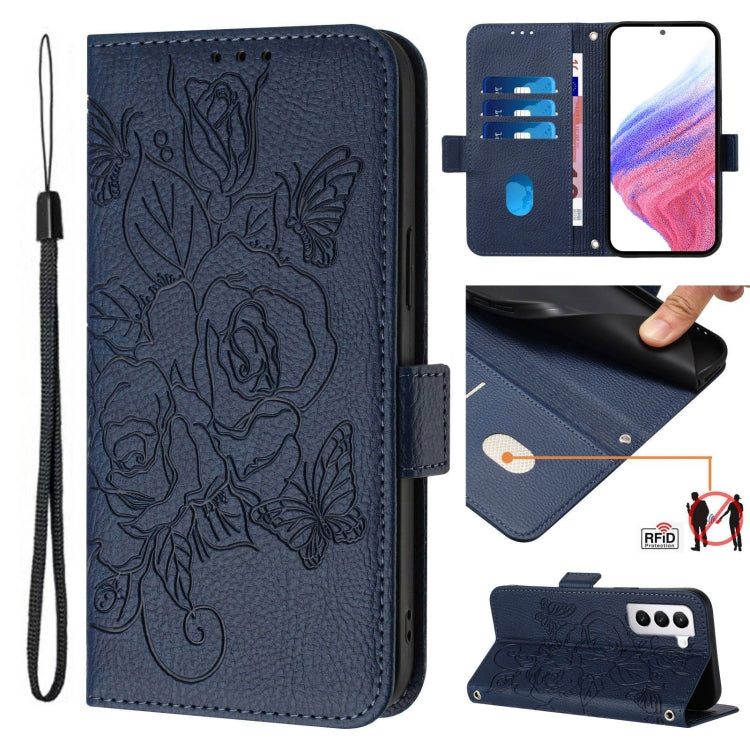 Embossed Rose RFID Anti-theft Leather Phone Case, For Samsung Galaxy S21 FE 5G, For Samsung Galaxy S21 5G, For Samsung Galaxy S21+ 5G, For Samsung Galaxy S21 Ultra 5G