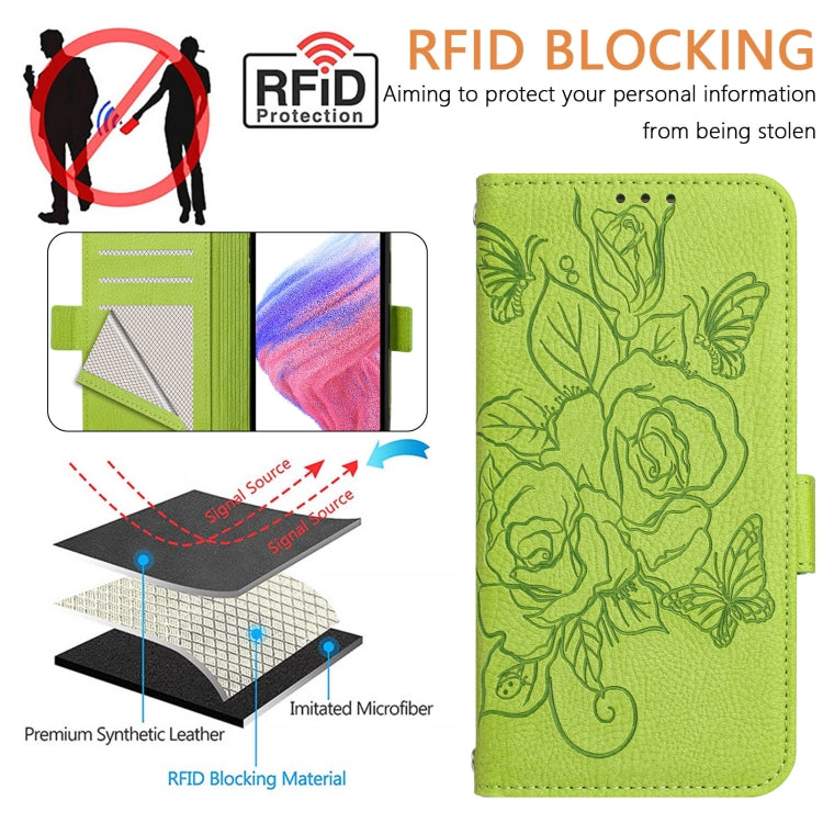 Embossed Rose RFID Anti-theft Leather Phone Case, For Samsung Galaxy S21 FE 5G, For Samsung Galaxy S21 5G, For Samsung Galaxy S21+ 5G, For Samsung Galaxy S21 Ultra 5G