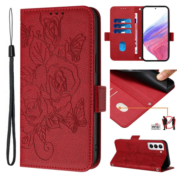 Embossed Rose RFID Anti-theft Leather Phone Case, For Samsung Galaxy S21 FE 5G, For Samsung Galaxy S21 5G, For Samsung Galaxy S21+ 5G, For Samsung Galaxy S21 Ultra 5G