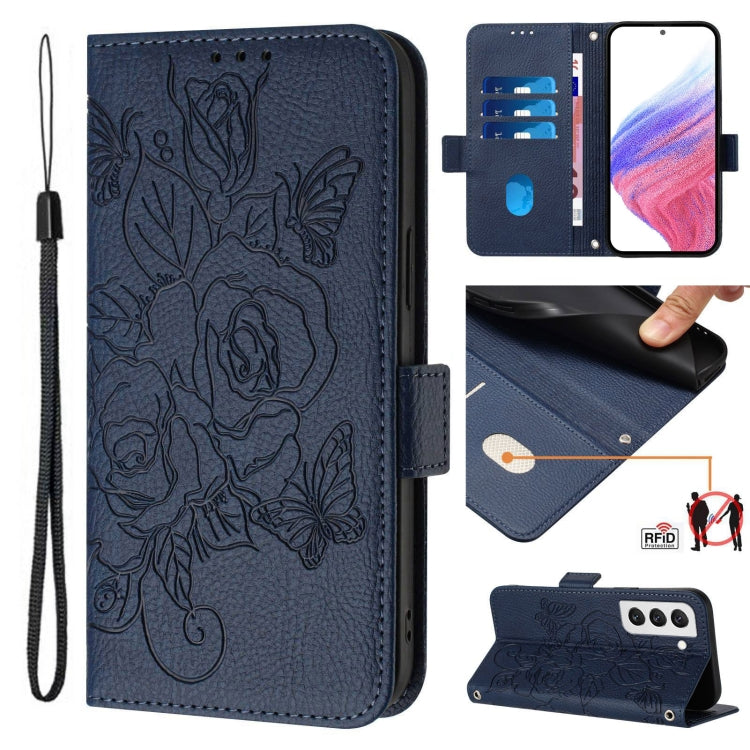 Embossed Rose RFID Anti-theft Leather Phone Case, For Samsung Galaxy S20 FE 5G / 4G, For Samsung Galaxy S22 Ultra 5G, For Samsung Galaxy S22+ 5G, For Samsung Galaxy S22 5G