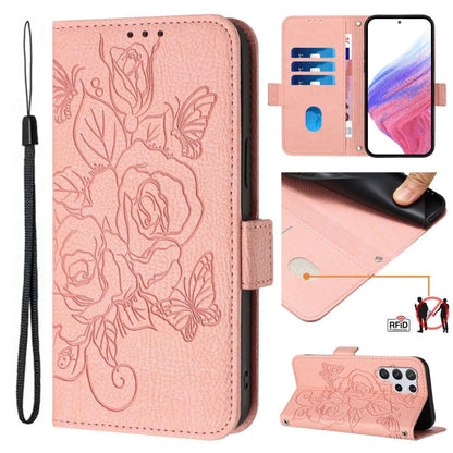 Embossed Rose RFID Anti-theft Leather Phone Case, For Samsung Galaxy S20 FE 5G / 4G, For Samsung Galaxy S22 Ultra 5G, For Samsung Galaxy S22+ 5G, For Samsung Galaxy S22 5G