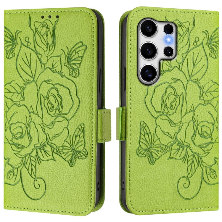 Embossed Rose RFID Anti-theft Leather Phone Case, For Samsung Galaxy S25 Ultra 5G, For Samsung Galaxy S24 FE 5G, For Samsung Galaxy S24 Ultra 5G, For Samsung Galaxy S24+ 5G