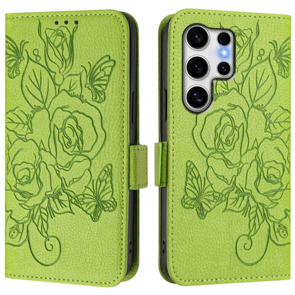 Embossed Rose RFID Anti-theft Leather Phone Case, For Samsung Galaxy S25 Ultra 5G, For Samsung Galaxy S24 FE 5G, For Samsung Galaxy S24 Ultra 5G, For Samsung Galaxy S24+ 5G