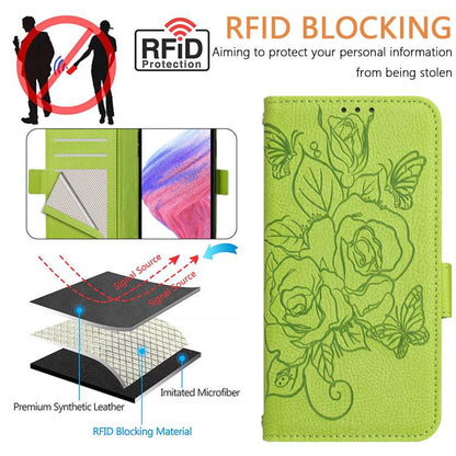 Embossed Rose RFID Anti-theft Leather Phone Case, For Samsung Galaxy S25 Edge 5G, For Samsung Galaxy S25 5G, For Samsung Galaxy S25+ 5G, For Samsung Galaxy S25 Ultra 5G