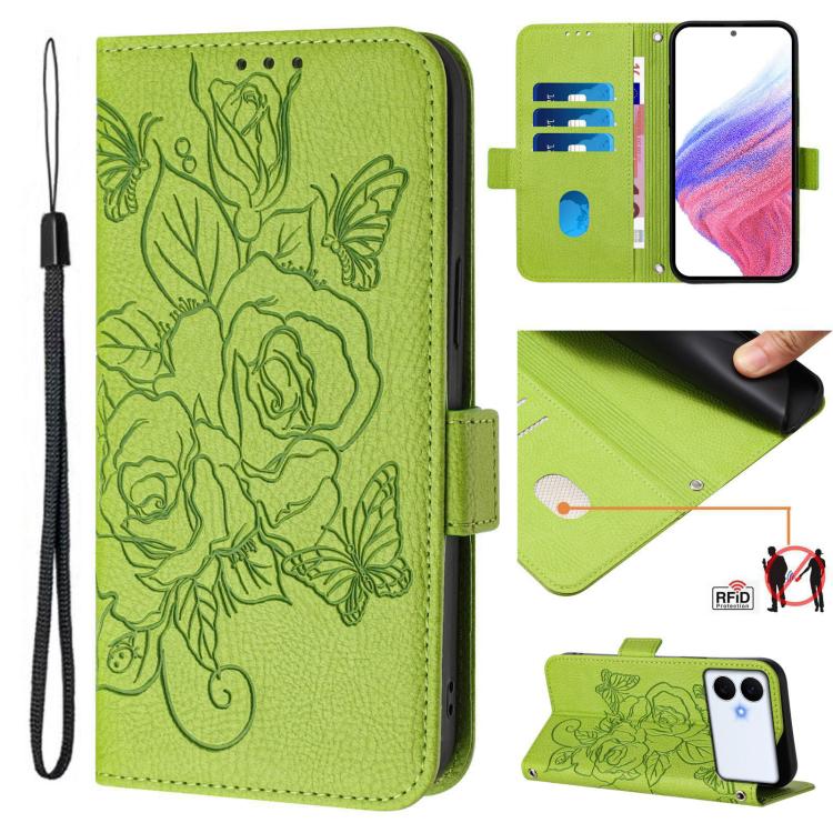 Embossed Rose RFID Anti-theft Leather Phone Case, For Galaxy S26 FE 5G, For Samsung Galaxy S26+ 5G, For Samsung Galaxy S26 Edge 5G, For Samsung Galaxy S26 Ultra 5G