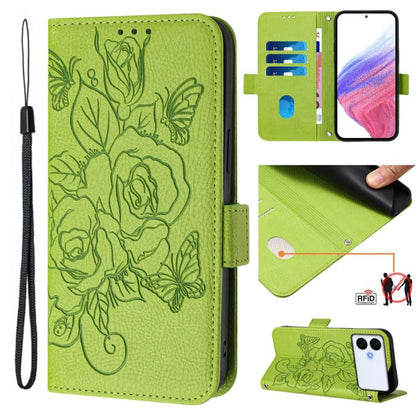 Embossed Rose RFID Anti-theft Leather Phone Case, For Galaxy S26 FE 5G, For Samsung Galaxy S26+ 5G, For Samsung Galaxy S26 Edge 5G, For Samsung Galaxy S26 Ultra 5G
