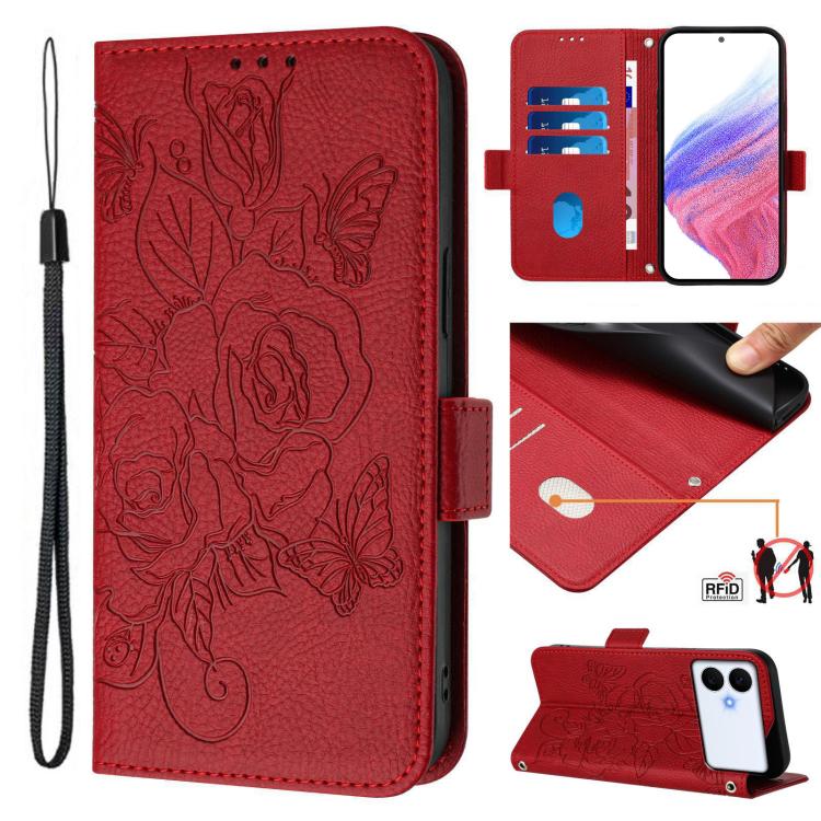 Embossed Rose RFID Anti-theft Leather Phone Case, For Galaxy S26 FE 5G, For Samsung Galaxy S26+ 5G, For Samsung Galaxy S26 Edge 5G, For Samsung Galaxy S26 Ultra 5G