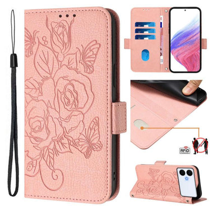 Embossed Rose RFID Anti-theft Leather Phone Case, For Galaxy S26 FE 5G, For Samsung Galaxy S26+ 5G, For Samsung Galaxy S26 Edge 5G, For Samsung Galaxy S26 Ultra 5G