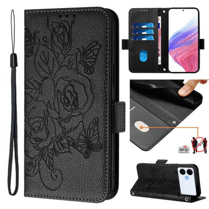Embossed Rose RFID Anti-theft Leather Phone Case, For Galaxy S26 FE 5G, For Samsung Galaxy S26+ 5G, For Samsung Galaxy S26 Edge 5G, For Samsung Galaxy S26 Ultra 5G