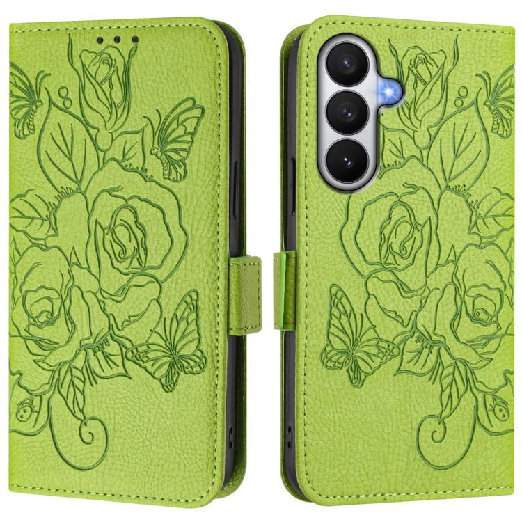 Embossed Rose RFID Anti-theft Leather Phone Case, For Samsung Galaxy S26 5G, For Samsung Galaxy S25 Edge 5G, For Samsung Galaxy S25 5G, For Samsung Galaxy S25+ 5G
