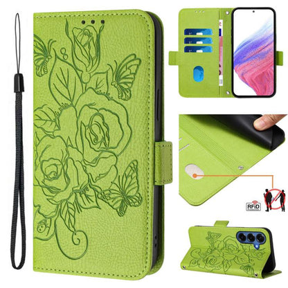 Embossed Rose RFID Anti-theft Leather Phone Case, For Galaxy S26 FE 5G, For Samsung Galaxy S26+ 5G, For Samsung Galaxy S26 Edge 5G, For Samsung Galaxy S26 Ultra 5G