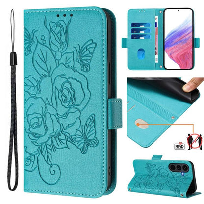 Embossed Rose RFID Anti-theft Leather Phone Case, For Galaxy S26 FE 5G, For Samsung Galaxy S26+ 5G, For Samsung Galaxy S26 Edge 5G, For Samsung Galaxy S26 Ultra 5G