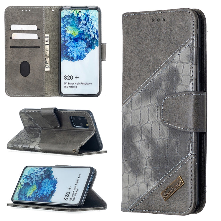 Matching Color Crocodile Texture Horizontal Flip PU Leather Case with Wallet & Holder & Card Slots, For Samsung Galaxy S20+