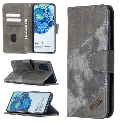 Matching Color Crocodile Texture Horizontal Flip PU Leather Case with Wallet & Holder & Card Slots, For Samsung Galaxy S20+