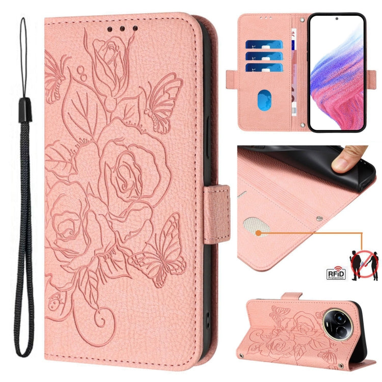 Embossed Rose RFID Anti-theft Leather Phone Case, For Realme C67 4G Global, For Realme 11 5G Global / 11X 5G, For Realme C67 5G Indian / Narzo 60X 5G, For Realme 11 4G Global
