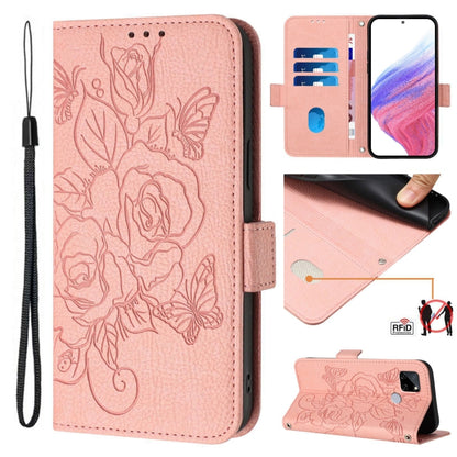 Embossed Rose RFID Anti-theft Leather Phone Case, For Realme 8 4G / 8 Pro 4G, For Realme GT 5G / GT Neo 5G, For Realme C25 / C15 / C12 / C25s / 7i, For Realme C17 / 7i