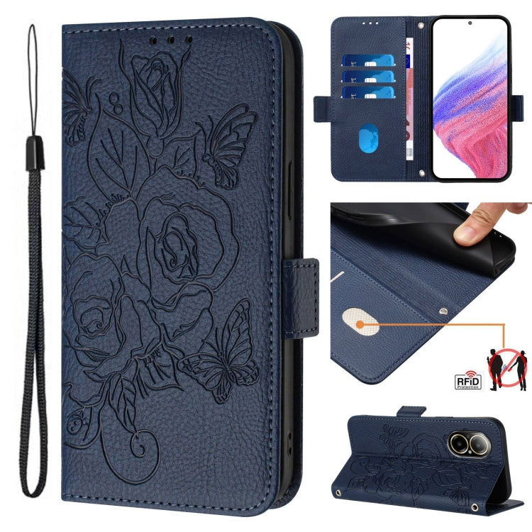 Embossed Rose RFID Anti-theft Leather Phone Case, For Realme C67 4G Global, For Realme 11 5G Global / 11X 5G, For Realme C67 5G Indian / Narzo 60X 5G, For Realme 11 4G Global
