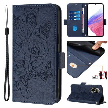 Embossed Rose RFID Anti-theft Leather Phone Case, For Realme C67 4G Global, For Realme 11 5G Global / 11X 5G, For Realme C67 5G Indian / Narzo 60X 5G, For Realme 11 4G Global