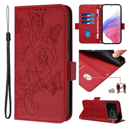 Embossed Rose RFID Anti-theft Leather Phone Case, For Realme 8 4G / 8 Pro 4G, For Realme GT 5G / GT Neo 5G, For Realme C25 / C15 / C12 / C25s / 7i, For Realme C17 / 7i